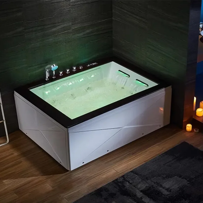 2 Person Hot Tub with Led Light Double Side Waterfall Acrylic Hydromassage Whirlpool Bathtub