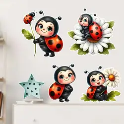 Cute Ladybug Wall Sticker Room Decor Bathroom Toilet Living Room Decor Cabinet Refrigerator Home Decor Waterproof Decals S142