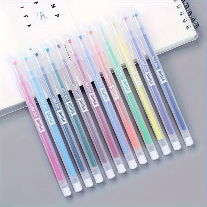 12pcs Colored Gel Pens Set Kawaii Blue 0.5 Mm Ballpoint Pen for Journal Cute School Supplies Stationery Office Accessories