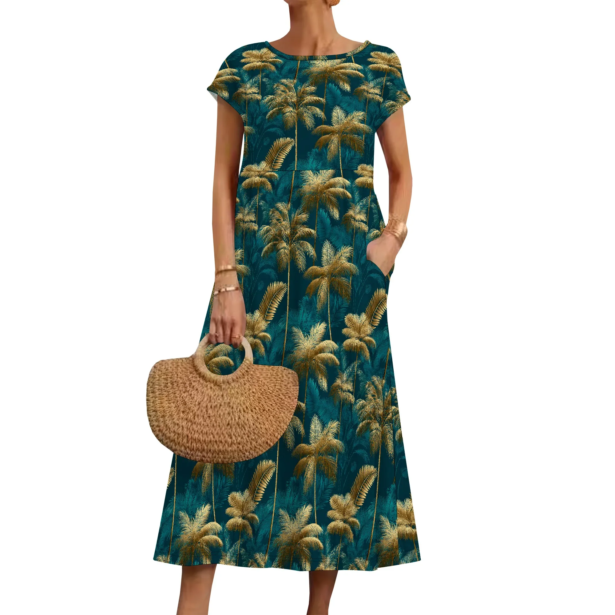 Robes t-shirt décontractées d'été pour femmes, couverture à manches courtes, robe ample de plage