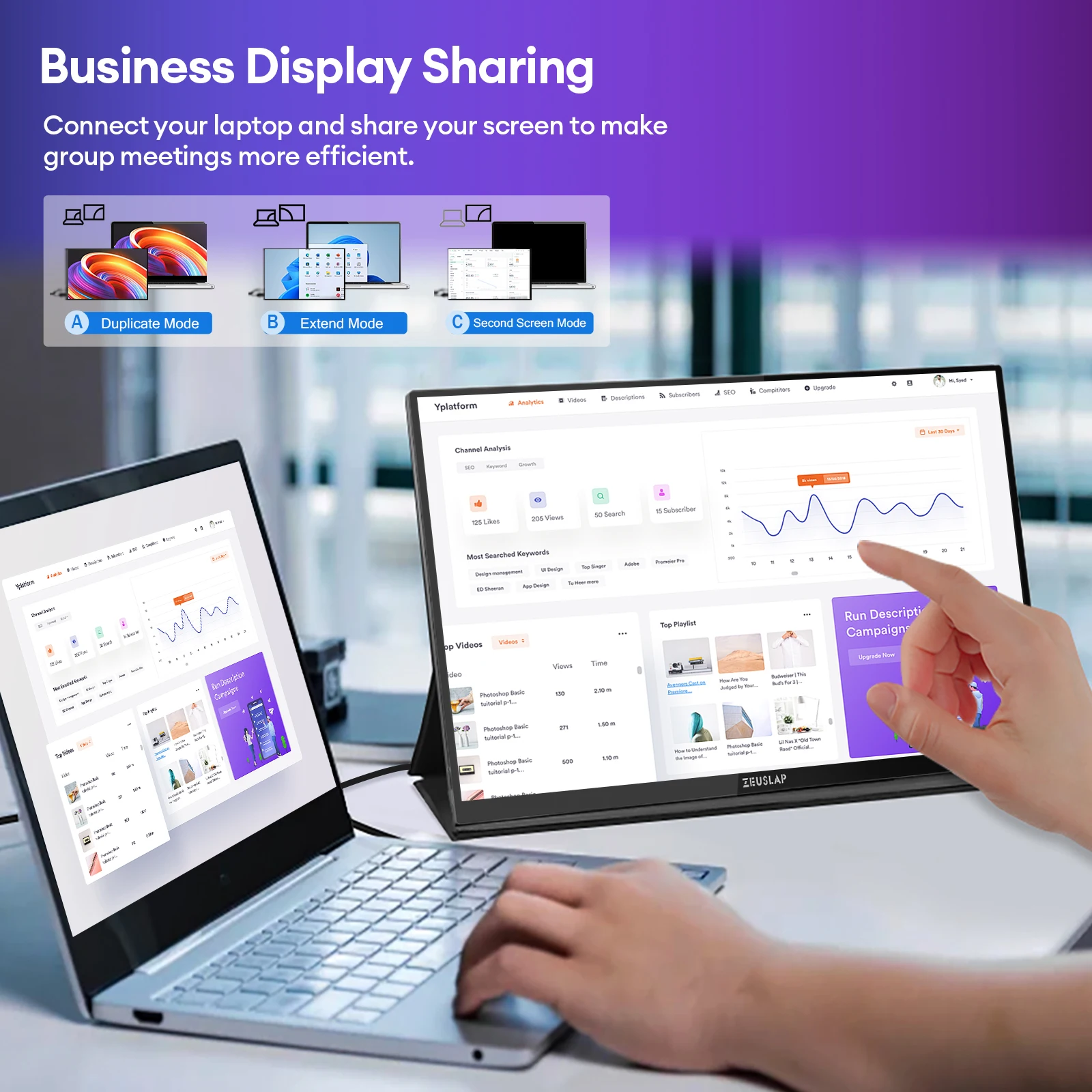 شاشة ZEUSLAP محمولة تعمل باللمس ، كمبيوتر بشاشة عرض للسفر ، 16 بوصة ، كمبيوتر محمول ، من من من من من من نوع ZEUSLAP ، من من من نوع Hz ، ومن من من من نوع x our ، ومن نوع sRGB ، ومن 500cd/m2 #5
