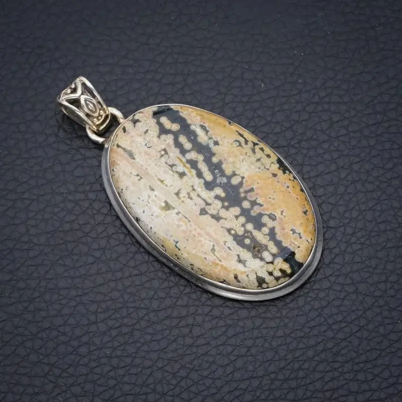 StarGems Natural Ocean Jasper Handmade 925 Sterling Silver Pendant 2 1/4