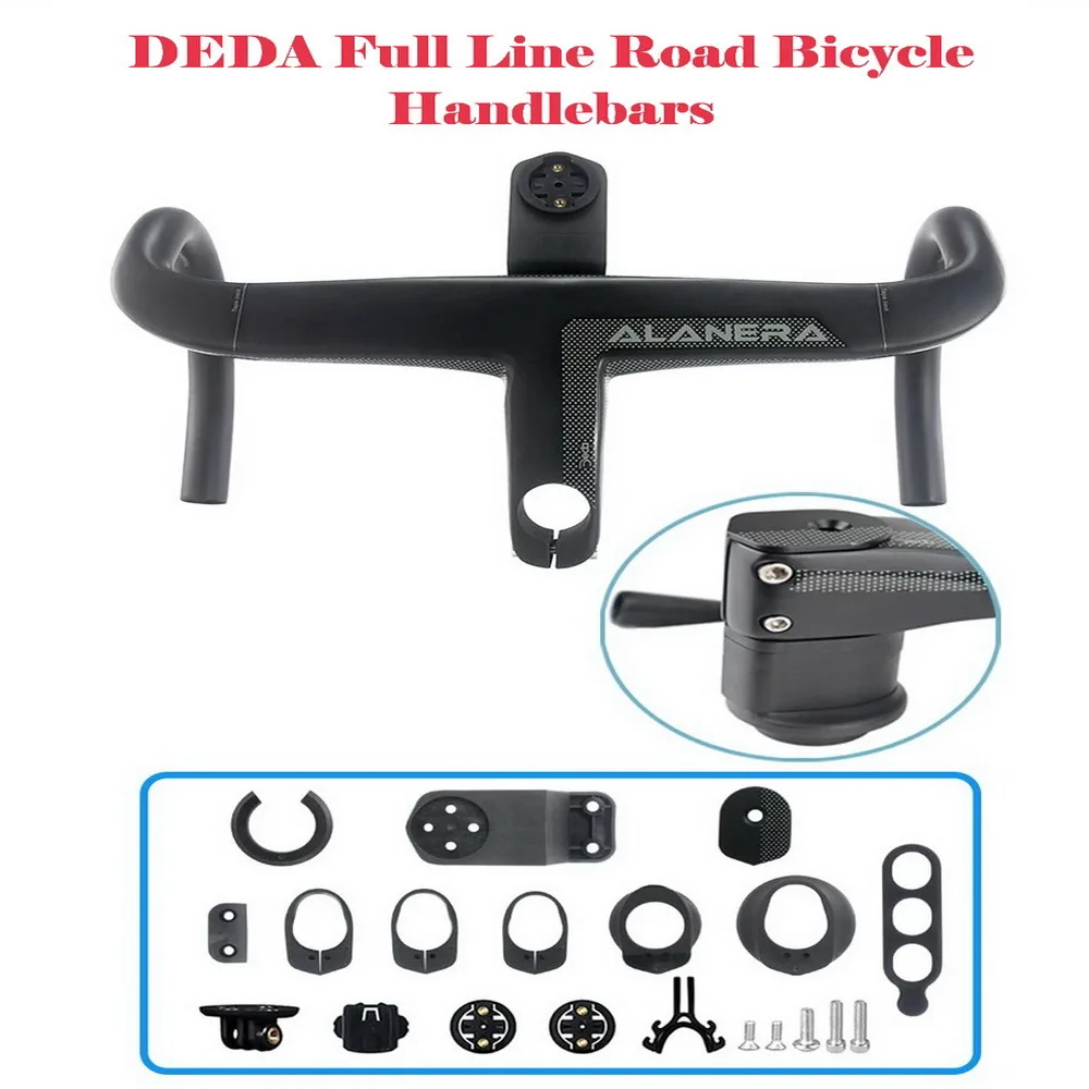 

DEDA New ALANERA Full Carbon Road 380-440mm Full Internal Wiring Integrated Handlebar 28.6mm Handlebars with Bike Comput Holder