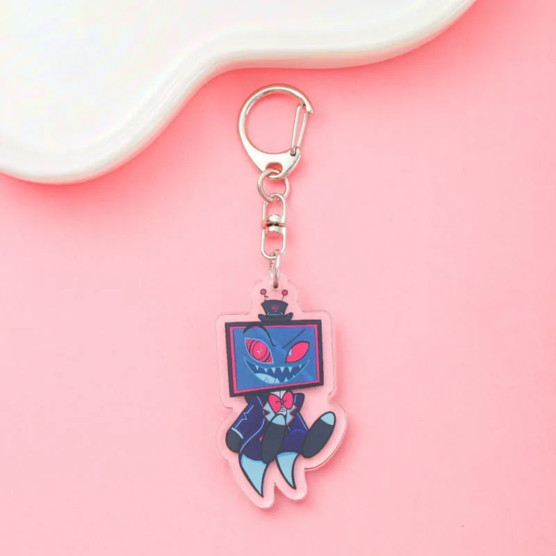 شخصيات كرتونية هازبين فندق أكريليك متعة المفاتيح اكسسوارات Kawaii حقيبة سحر ظهره قلادة حلقة رئيسية المشجعين الأصدقاء الهدايا