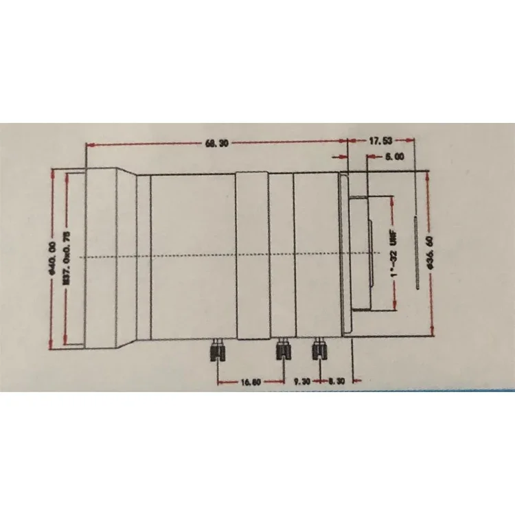 ZR-M0850MIR-3M Lente de zoom industrial lente focal vari longitud focal real 8-50 mm (7 mm) Formato 3 MP Rango de iris de 1/2,5 pulgadas F1.4