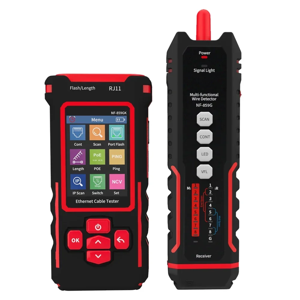 NF-859GK Line Finder Network Tester Red Light Single Head Crimping Length Breakpoint IP Scanning PING Charging Type circuit