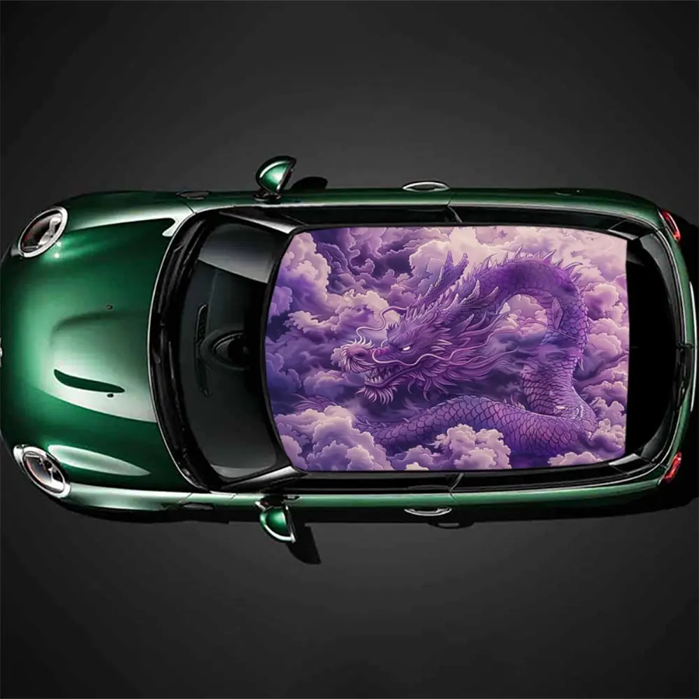 Dragon Soaring Through the Clouds Car Roof Sticker Wrap Racing SUV Auto Accessories Packaging PVC Car Hood Graphic Decal Decor