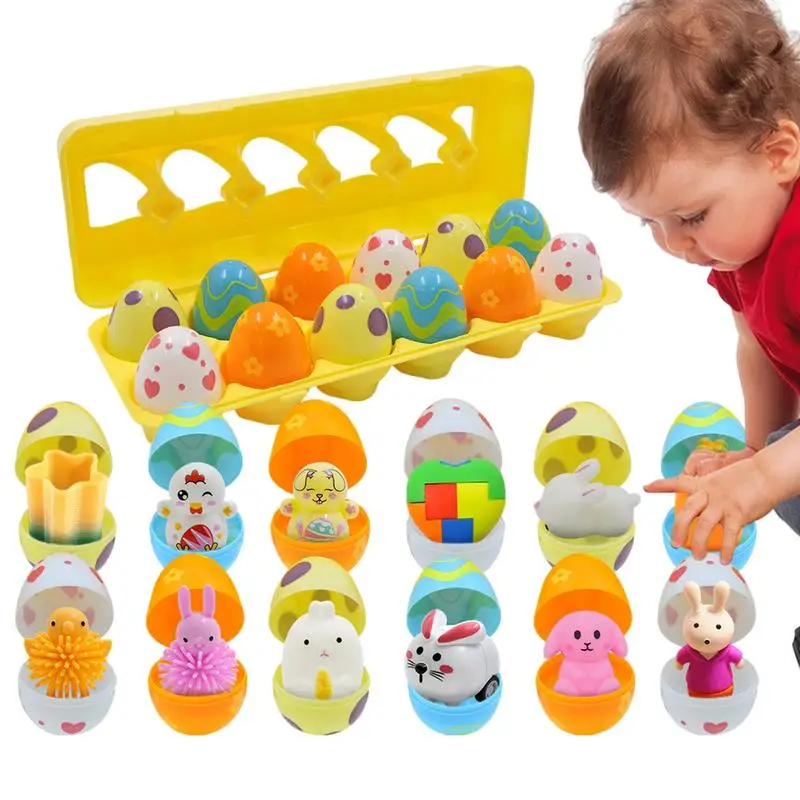 Oeuf torsadé de Pâques avec surfaces polies pour enfants, jouets surprise pré-remplis, jouets torsadés pour anniversaire et Noël, activités, 12 pièces