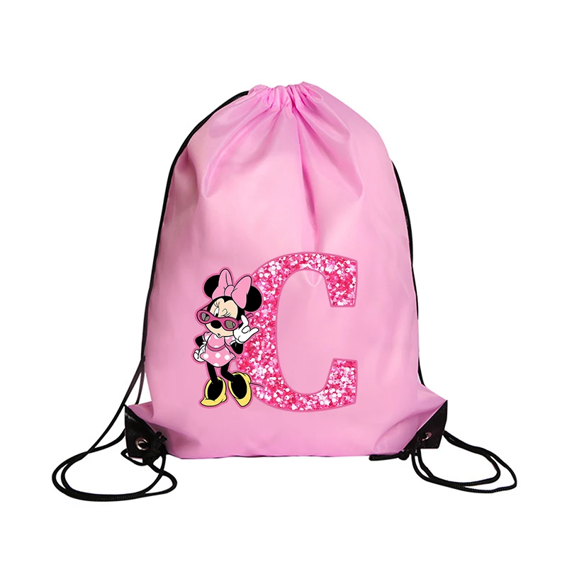 Minnie Mickey Mouse Disney Drawstring Bag Sports Waterproof Backpack Bundle Pocket Terylene Basketball Bags Cartoon Anime Gifts