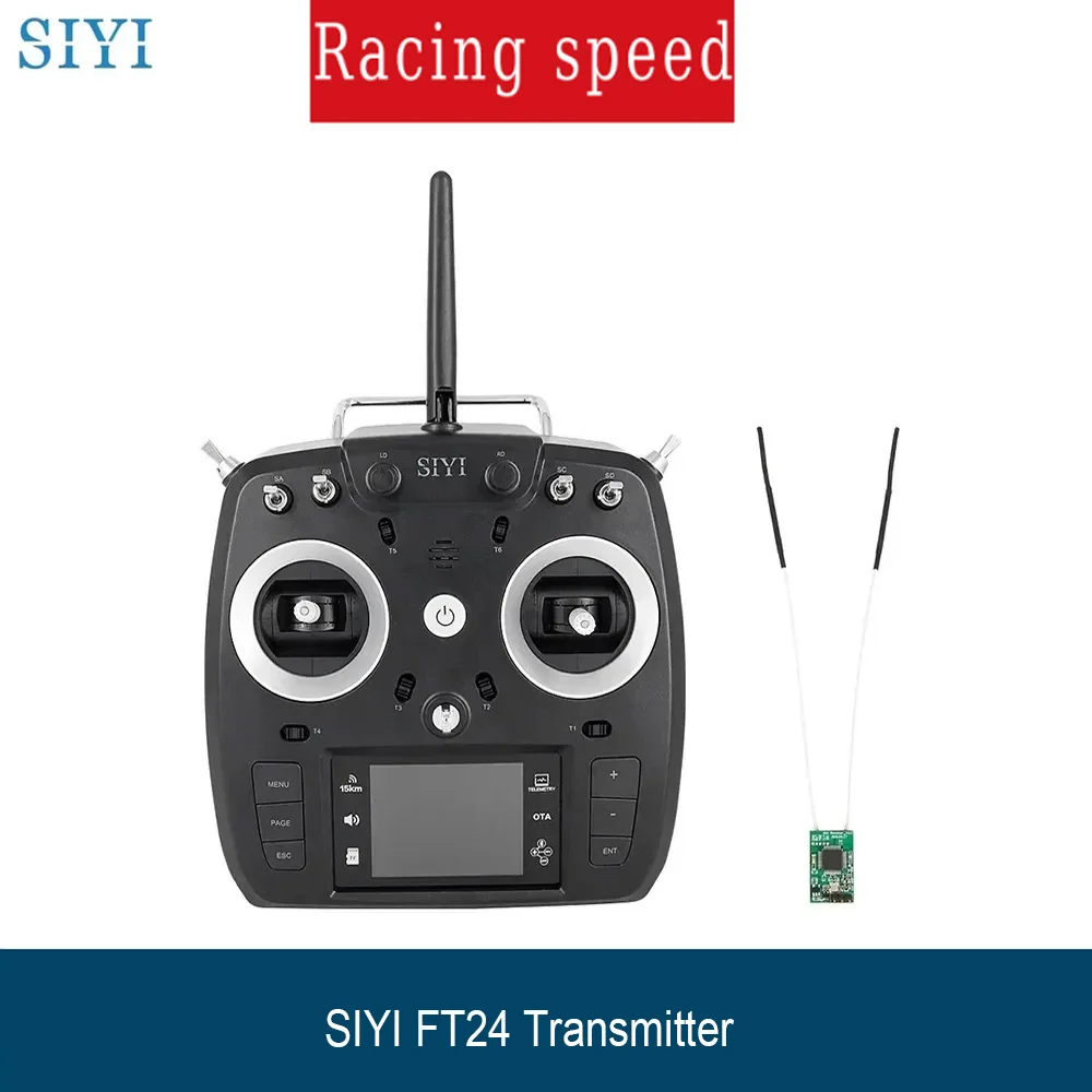 SIYI FT24 Modular 2.4GHz Transmitter 15KM+, Compatible R9M TBS FR Series Receiver Open Source Radio for FPV Drone