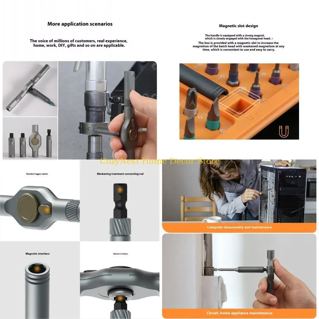 

92MF Professional Ratcheting Overdriver 40 Стальная битовая магнитная ручка компактный инструмент