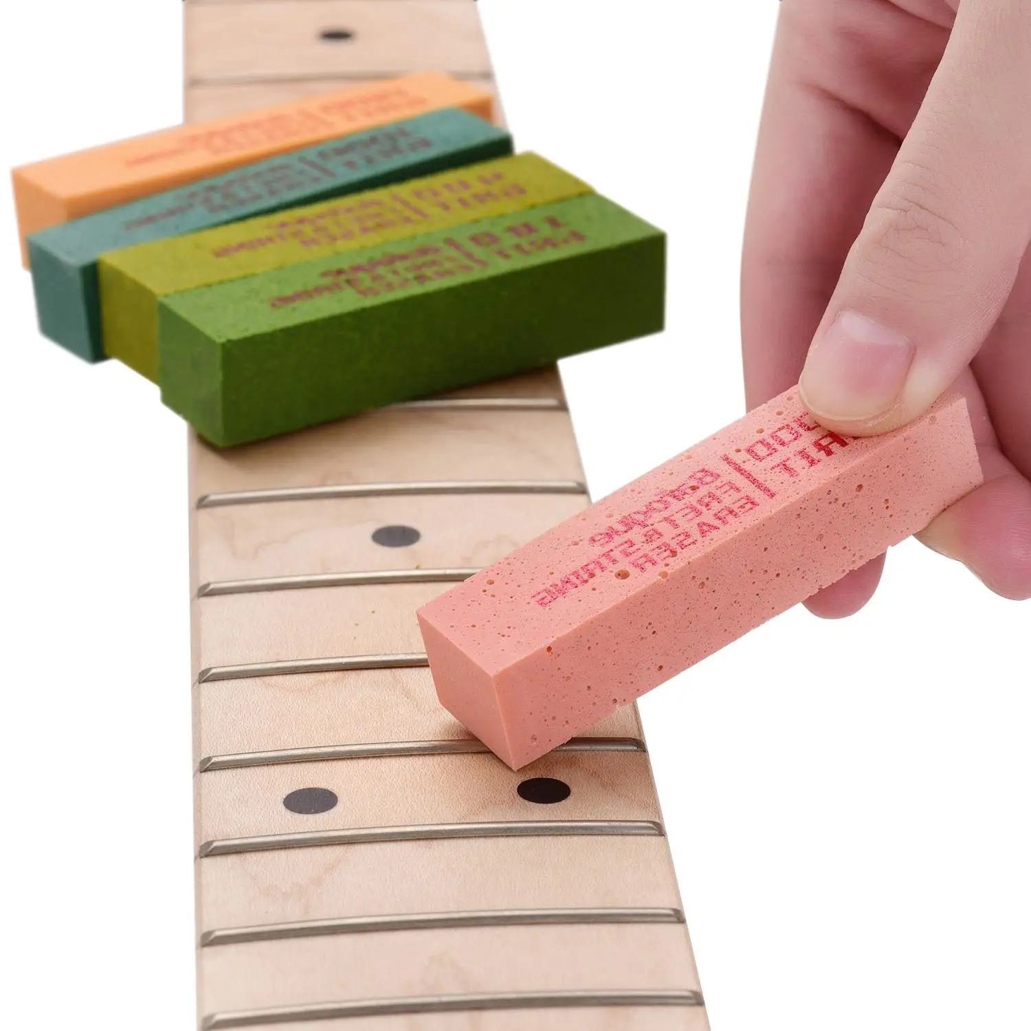 for guitar Fret Polishing Erasers - 180  2000 Grit Abrasive Rubber Blocks for String Maintenance & Fret Care