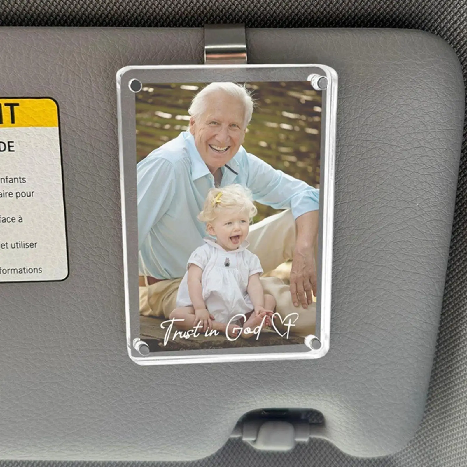 Car Visor Picture Frame Magnetic Acrylic Slim Family Photo Visor Clip For Car For Sedan SUV Minivan Commuting Travel Road Trip