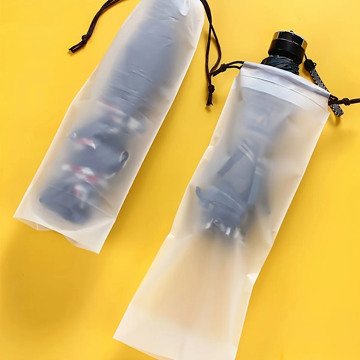 Plastic thickened frosted drawstring pocket Waterproof drawstring bag for car wet umbrella bag translucent bag three packs