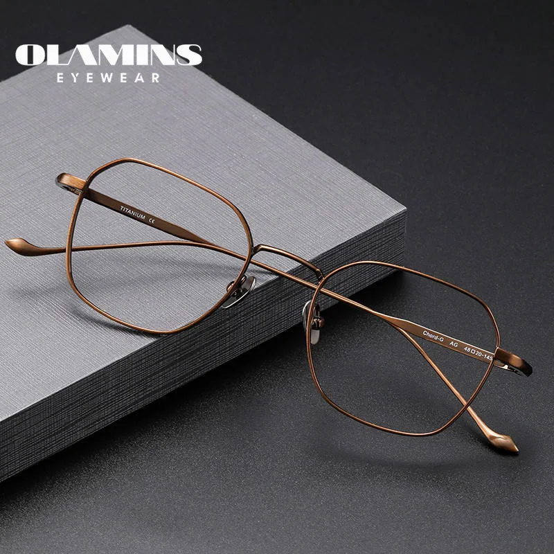 OLAMINS​ Pure Titanium Glasses Frame New Arrivals Good Quality Beautiful Gold Metal Frames Arms And Bridge Italy Design Optical