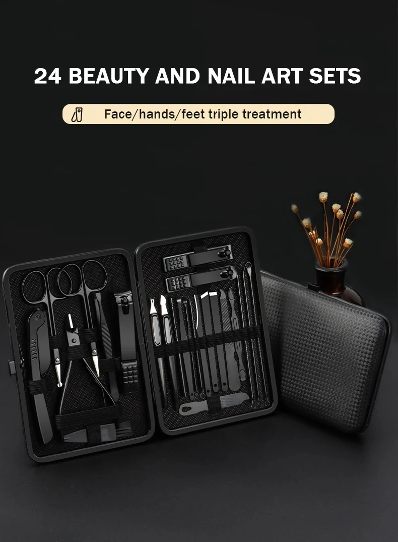 16 pçs conjunto de cortador de unhas de aço inoxidável saco com zíper manicure kit beleza pele morta tesoura unhas arquivo pedicure ferramenta