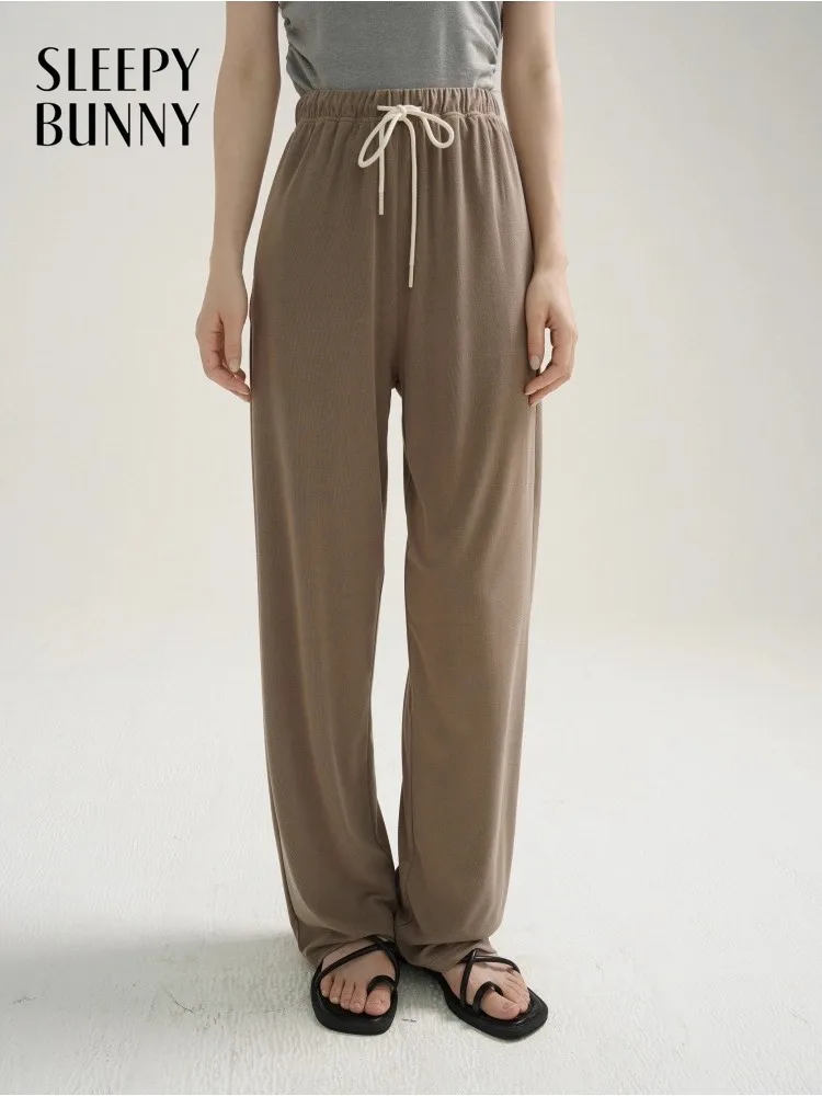 

Casual Wide-Leg Drawstring Straight Pants High Waist Draped Long Trousers Women Summer Comfy Relaxed Slimming Streetwear Look