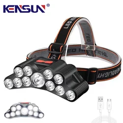 USB Rechargeable Headlight 11 LED Headlamp Strong Light Head Lamp Waterproof Built-in Battery Fishing Flashlight Outdoor Lantern