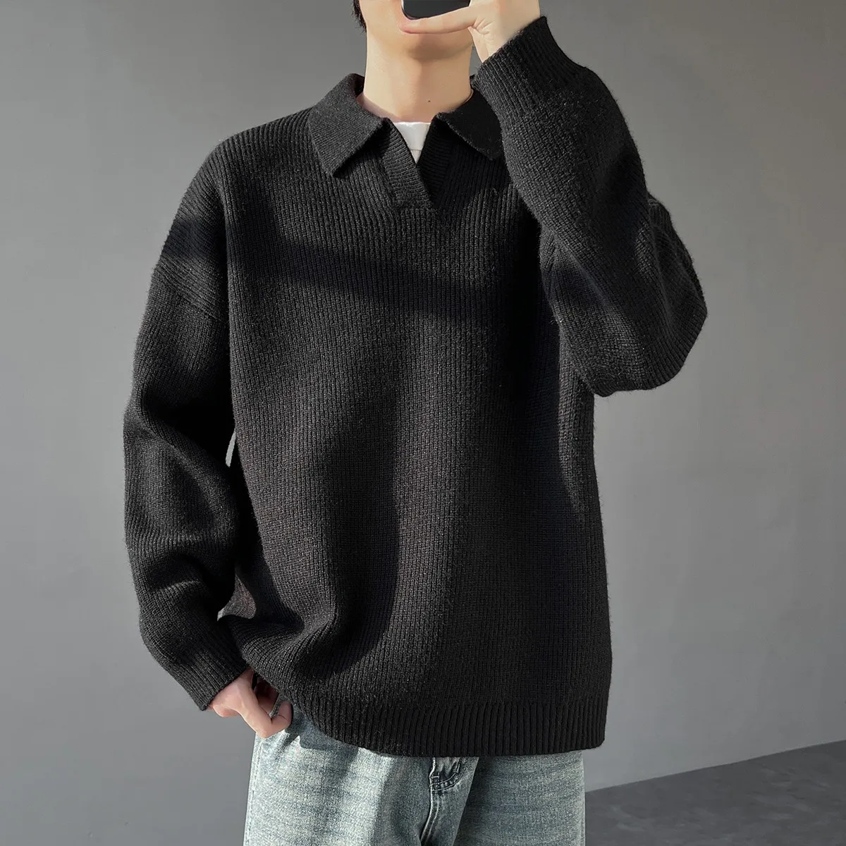 

Американский ретро High Street свитер O-Ne, мужской осенне-зимний свободный повседневный вязаный молодежный свитер Vitali Sle из полиэфирного волокна