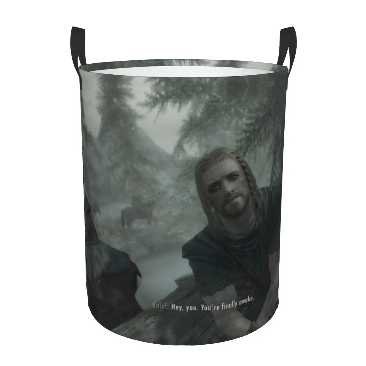 Custom Hey You Youre Finally Awake Skyrim Meme Laundry Basket Collapsible Baby Hamper for Nursery Toys Organizer Storage Bins