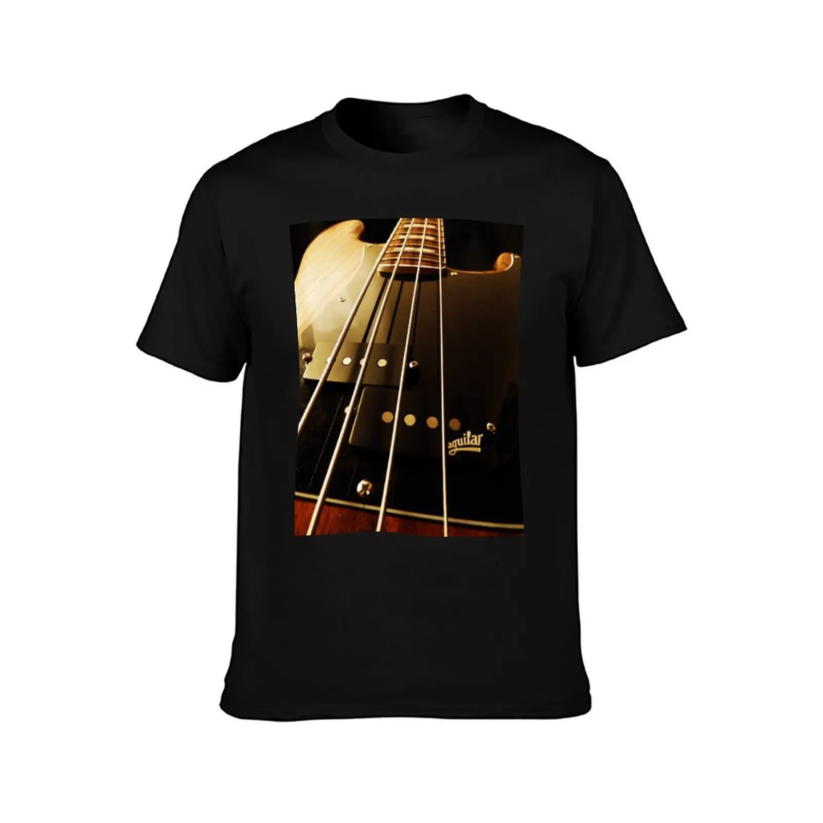 Bass Guitar Pickups T-Shirt, Summer Casual Cotton Tee, Oversized Streetwear Tops, Vintage Graphic Print, Loose Fit Short Sleeve