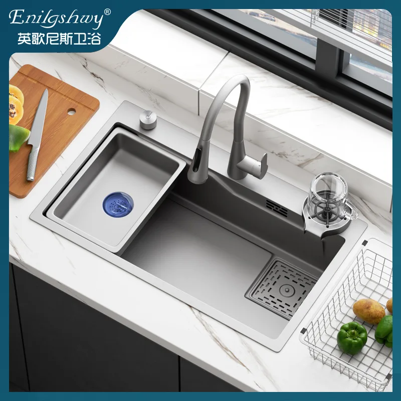 Stainless steel kitchen sink SUS304 nano ash sink household sink set