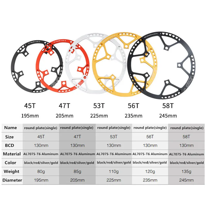 Litepro BMX 45T/47T/53T/56T/58T AL7075 koło łańcuchowe 170mm łańcuch korbowy pierścień pojedyncza prędkość 130BCD rower korba akcesoria rowerowe