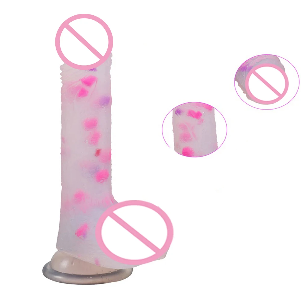 Dildo grande colorido de geléia de silicone líquido com ventosa para mulheres, masturbação feminina, plug anal de cristal transparente, brinquedos sexuais adultos