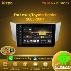 Hizpo Car Radio Android13 QLED For Lexus RX300 RX330 RX350 RX400H II 2 Toyota Harrier XU30 Stereo Player Navigation Auto Carplay