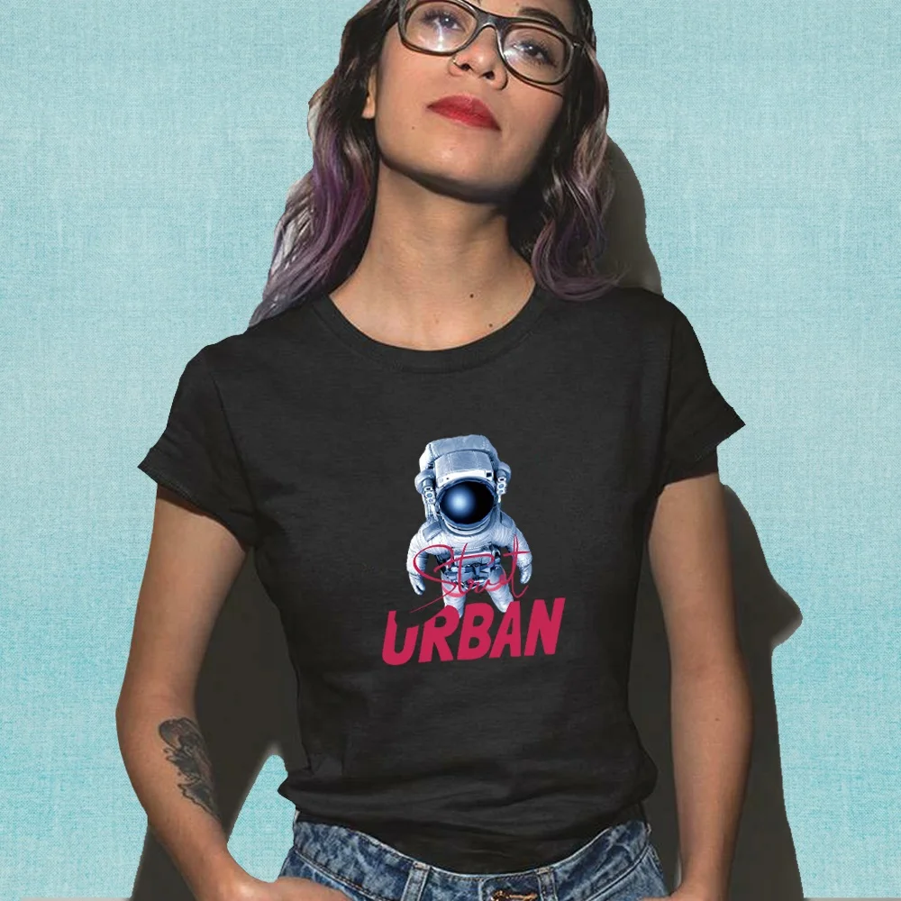 T Shirt Kobiety Odzież letnia Eleganckie bawełniane topy damskie T-shirt Modne damskie luźne topy z krótkim rękawem Koszula z serii Astronaut