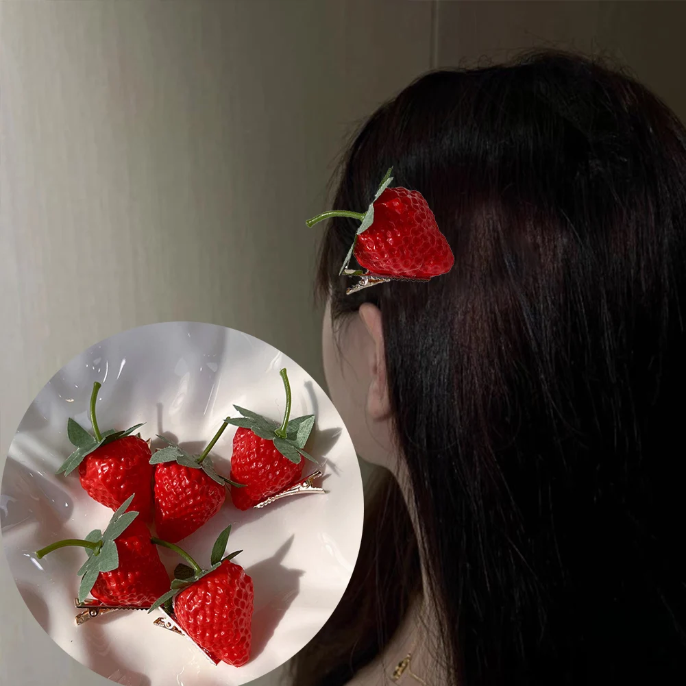 1 Pcs Fashion Cute Fun Simulation Fruit Hair Clips for Girls Peach Apple Strawberry  Hairpins Student Bangs Side Barrettes