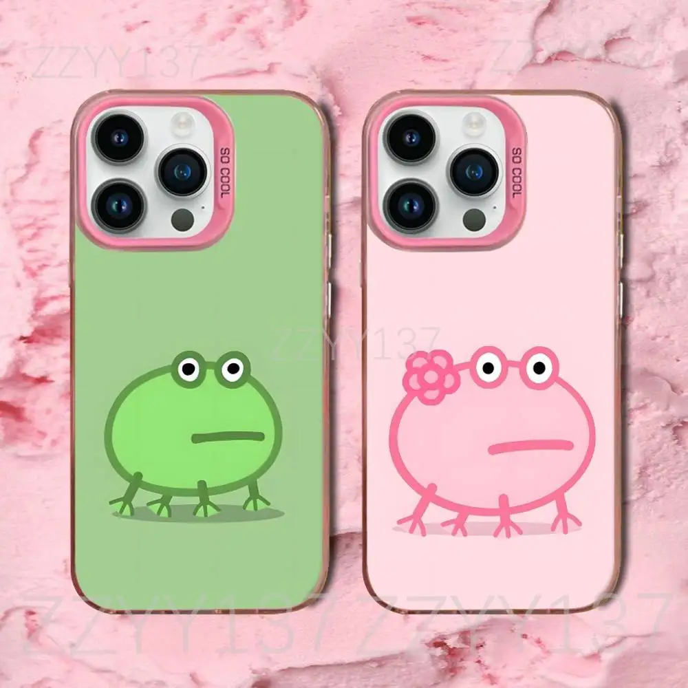 

Frog P-PeppaS Phone Case For iPhone 16,15,14,13,12,11,8,7,Pro,Max,Plus,Mini,XS,SE Candy Matte Shockproof Pink Cover