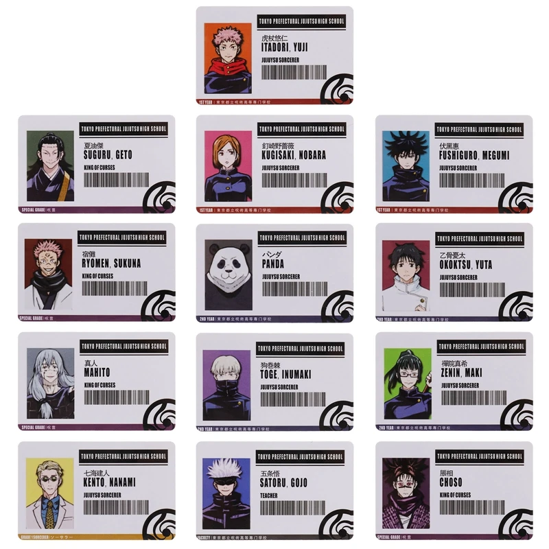 Japanese Anime Jujutsu Kaisen Figures YUJI Megumi Gojo Yuta Student ID Card Animation PVC Name Cards For Fans Gift Cosplay