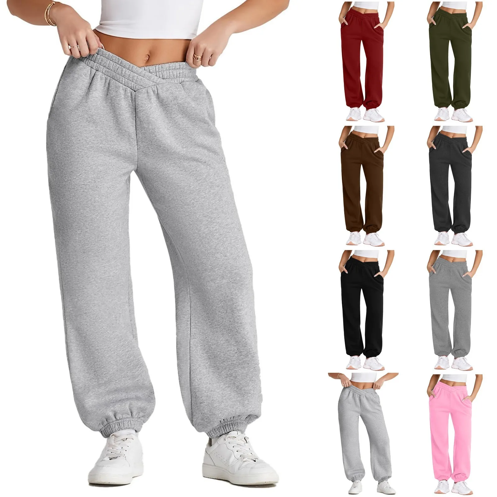 Damen Fleece gefütterte Jogging hose hoch taillierte Hose mit weitem, geradem Bein Outdoor Streetwear Baggy Cargo hose Jogger Tech Hose