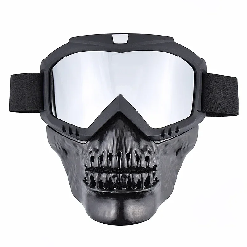 Motorcycle Face Mask for Skull Open Face Helmet Mask Anti-UV Dust-proof Helmets Goggles Vintage Mask Men Balaclava Winter Skiing