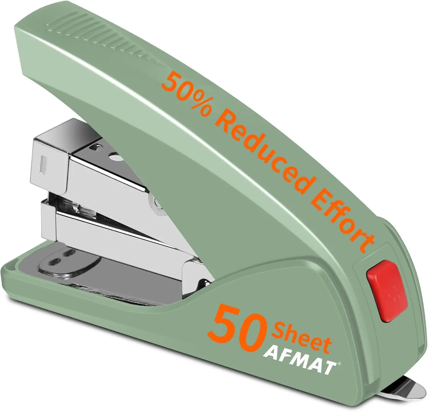 

50-Sheet Effortless Stapler, One Finger Touch, Built-in Remover, Compact for Home Office