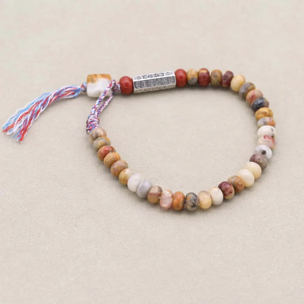 Natural Crazy Lace Agate Abacus Bead Strand Bracelet Women Men Handmade Braided Charm Bracelet Jewelry Gift