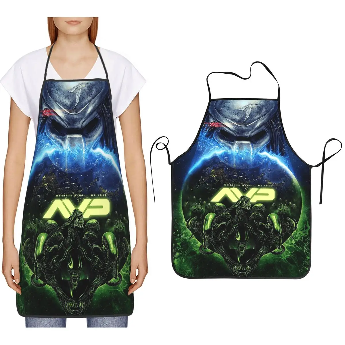 Alien Vs Predator Horror Science Fiction Comics Aprons Chef Cooking Cuisine Tablier Bib Kitchen Cleaning Pinafore for Women Men