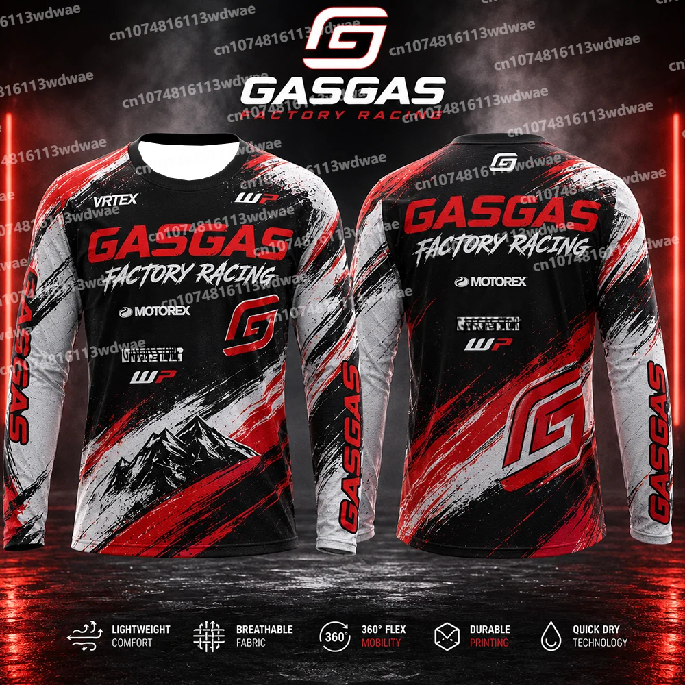 2026 Neues GASGAS Factory Racing Enduro GP Motocross-Trikot für Herren, Silber, Langarm, Atmungsaktiv, Offroad-Outdoor-Motorradshirt