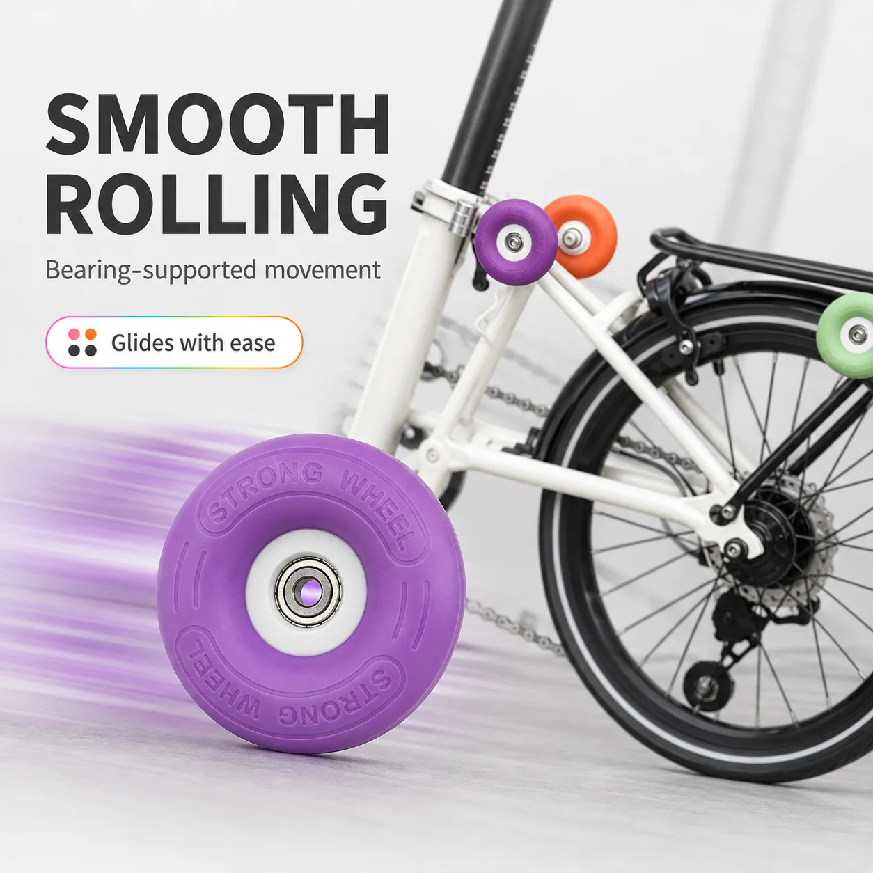 Brompton-Adapter für Little Brompton, National Bike, modifiziertes Zubehör, Donut Easy Spin Wheel 75mm farbiges leises Schieberad – Detail 6
