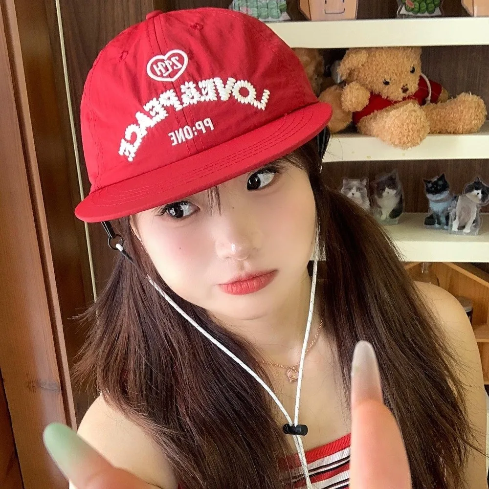

Casual Korean Letter Baseball Cap Breathable Cotton Drawstring Baseball Cap Versatile Adjustable Women's Visors Unisex