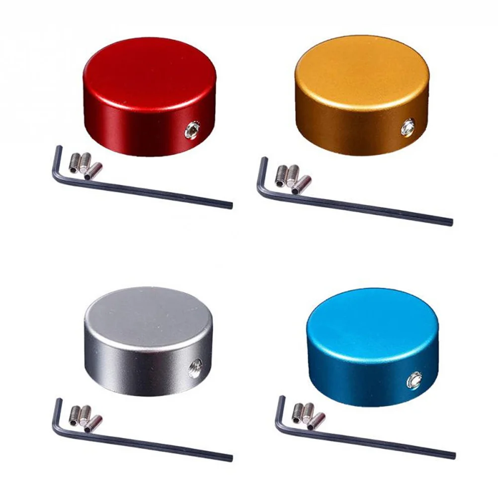 

4Sets Guitar Nail Caps Aluminium Alloy Footswitch Pedal Tops Blue Gold Wine Red Silver Cap 3 Screws 1 Handle