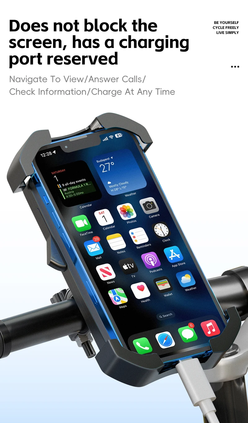 WEST BIKING Selbstverriegelnder Handyhalter für Fahrrad, Motorrad, E-Bike, universeller Anti-Rüttel-Handyhalter, Lenker-/Rückspiegelhalterung – Detail 8