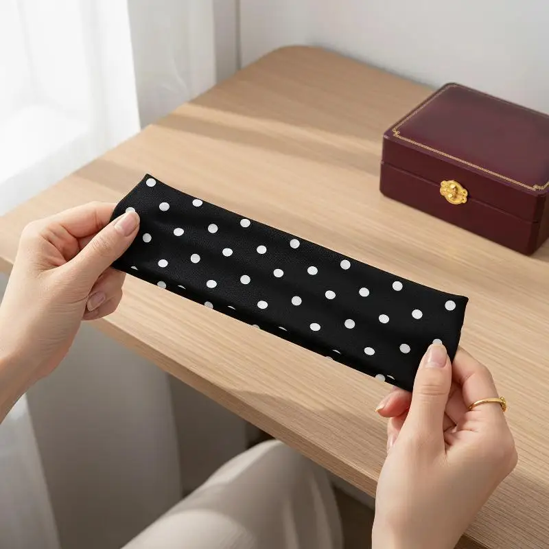 2Pcs Vintage Polka Dot Wide Hairband Breathable Cotton Blend Headwear for Women Daily Wear Fitness