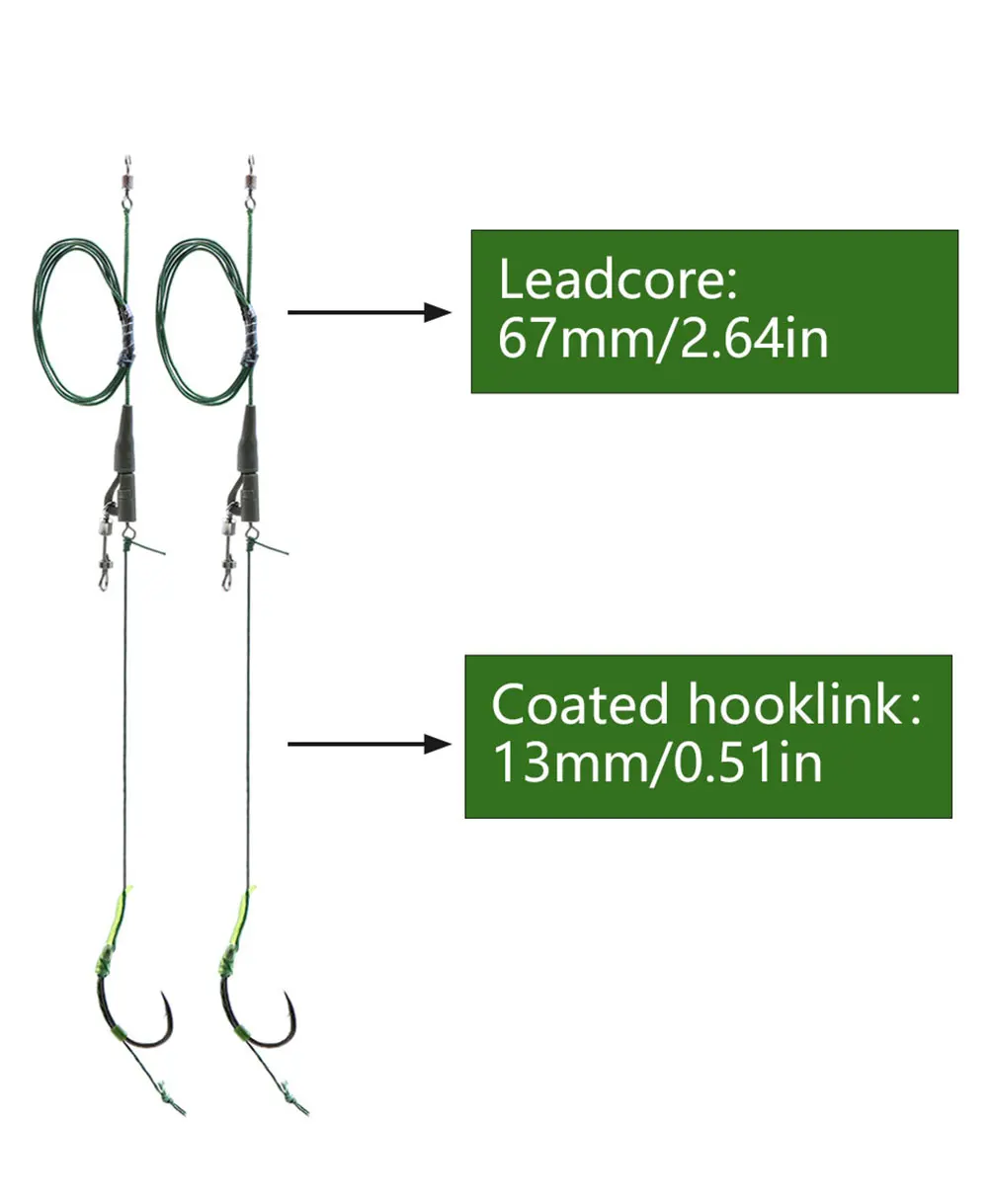 Karpfenangelzubehör: Vorgefertigte Hair-Rig-Köderketten mit beschichtetem Leadcore-Vorfach und scharfen Karpfenhaken für Method Feeder Boilie Angeltechniken – Detail 3
