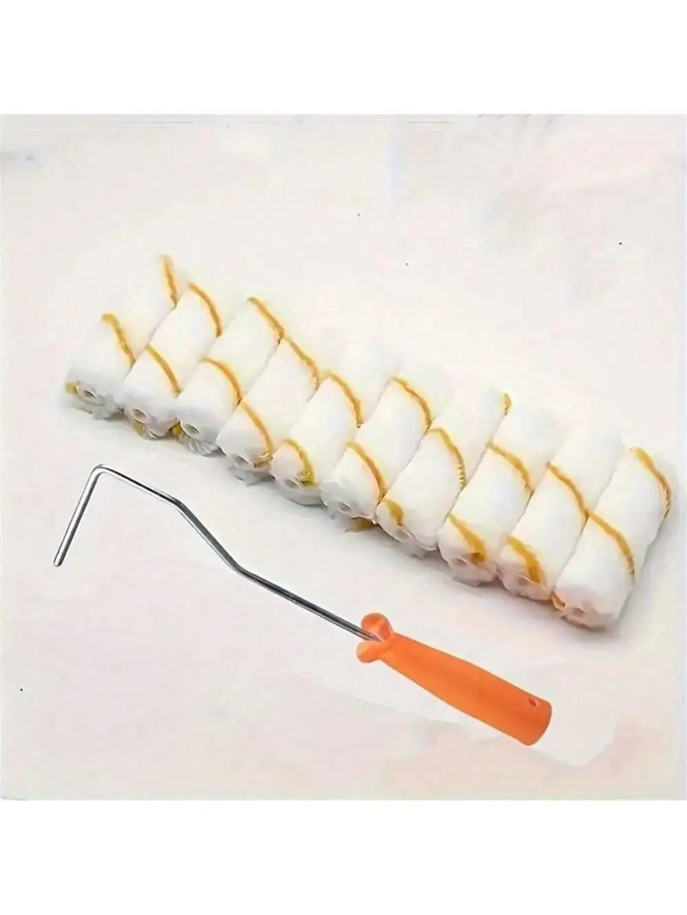 11pcs Small Paint Roller Set With 10 4-Inch Mini Roller Covers & Long-Handle Frame, Practical Convenient Wall Painting Tool ﻿