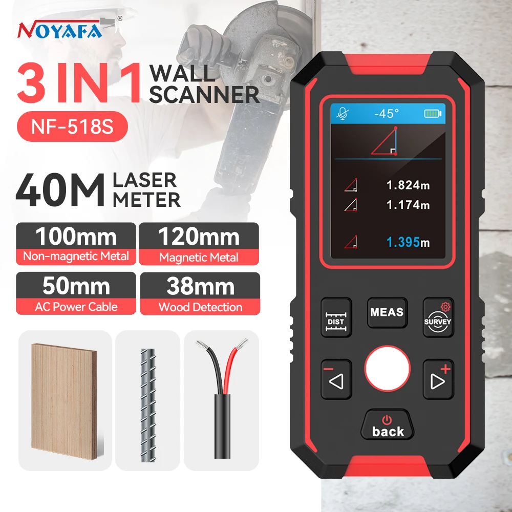 3 In 1 Industrial Metal Detectors Metal Detector AC Cable Metal Pipes Rebar Multifunctional Wall Detector With Positioning Hole