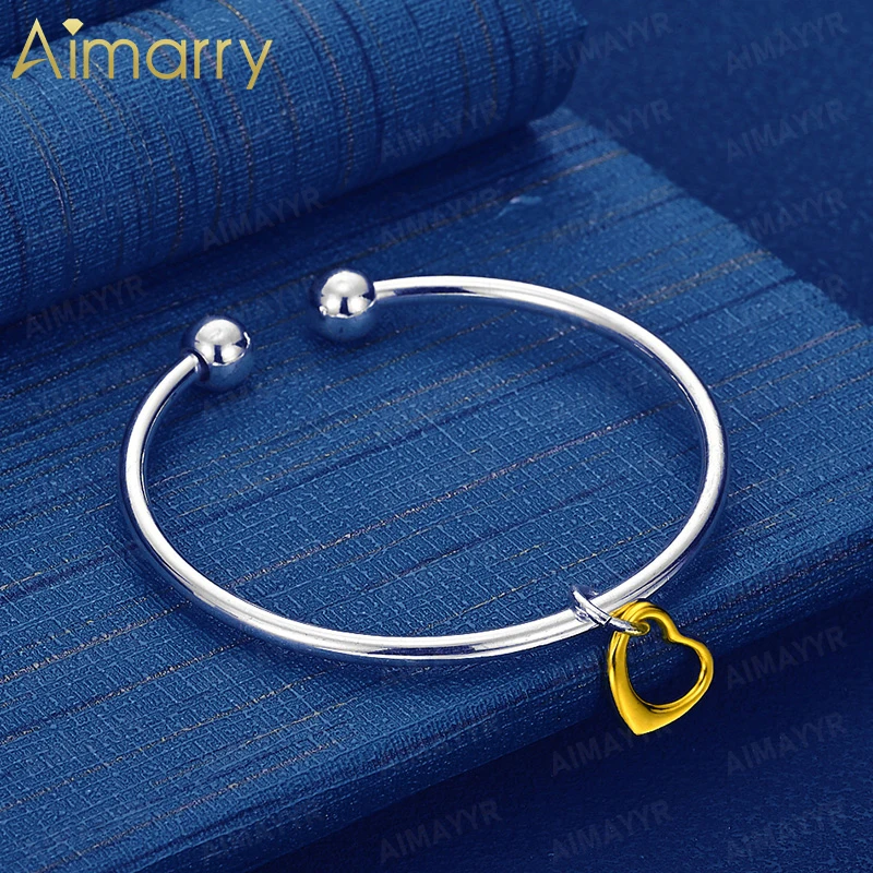 925 Sterling Silver Simple Smooth Double Bead Head Love Pendant Bracelet for Women's Wedding High-quality Fashion Jewelry