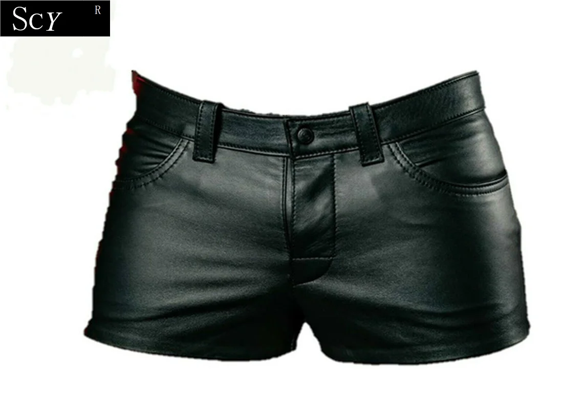 MENS REAL SHEEP LEATHER SHORTS PURE GUARANTEED LEATHER GYM Shorts SUMMER SHORTS(No Belt)