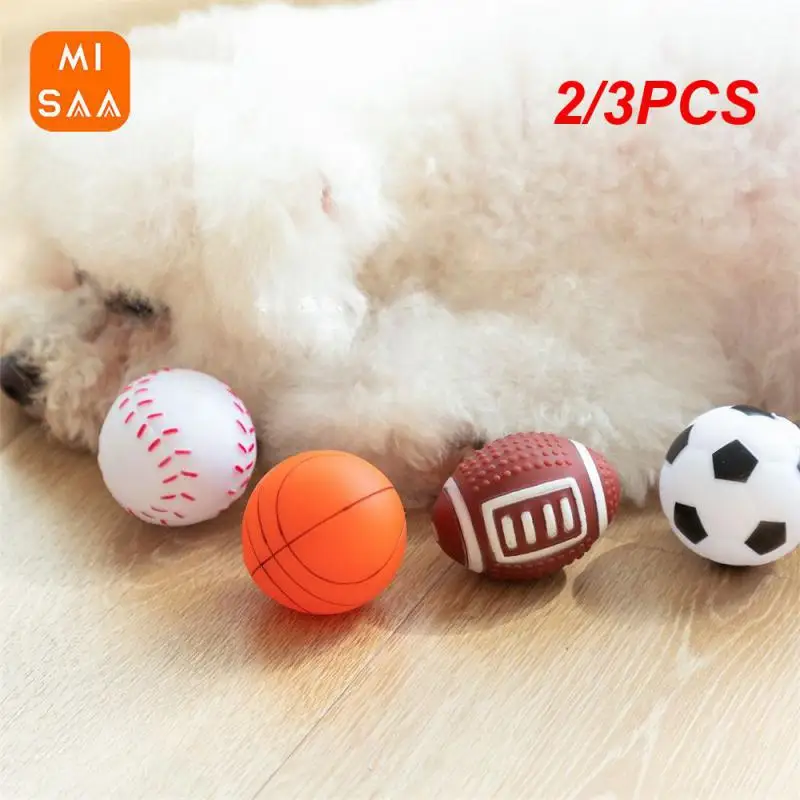 2/3PCS Pet Toys Fun Vocalization Effective Teeth Cleaning 5cm Latexdoll Cotton Dog Pet Supplies Dog Toys Safe Printing Pet Ball